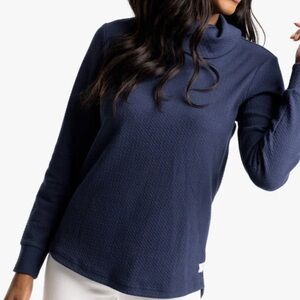 Southern Tide Navy Blue Sadie Textured Tunic Pullover Top, Women’s Medium